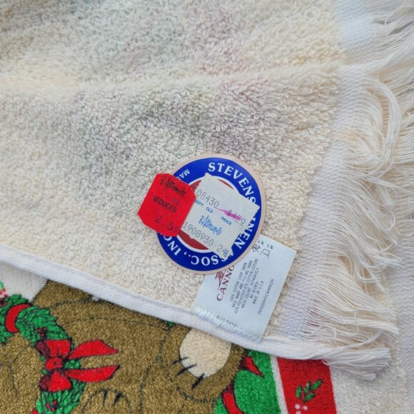 Cannon Dish Towels Vintage Christmas Wreath Bears Candy Canes USA Set 4 Kitchen - Picture 9 of 10